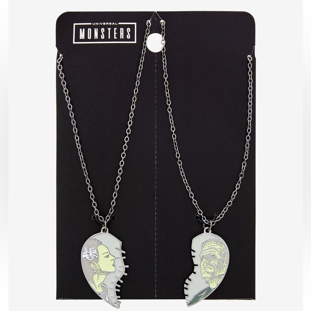 NWT Universal Monsters Bride of Frankenstein Broken Heart Friendship Necklaces